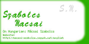 szabolcs macsai business card